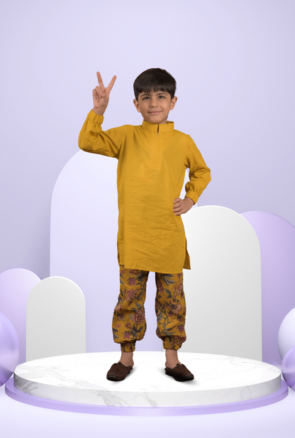 Kurta With Floral Print Joggers