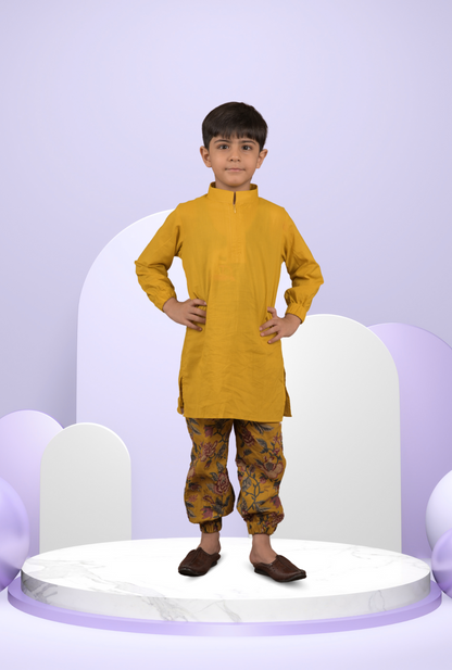 Kurta With Floral Print Joggers