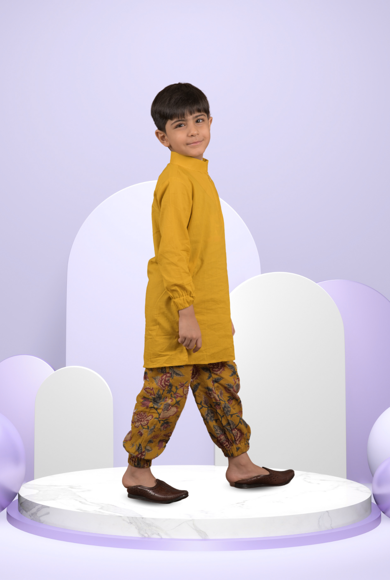 Kurta With Floral Print Joggers