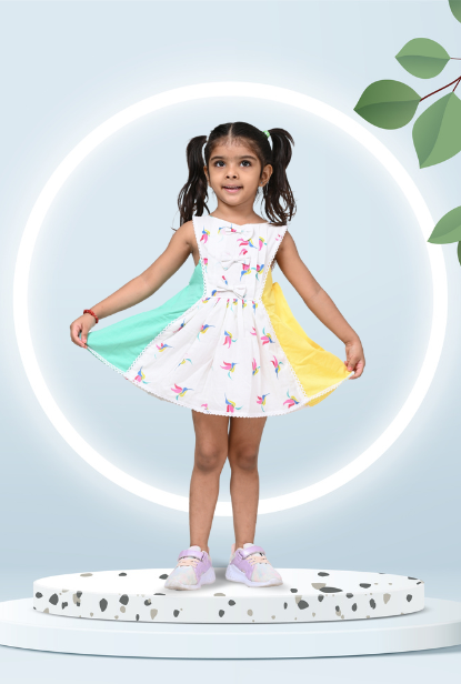 Laced Pure Cotton Dress For Girls By Kiddicot